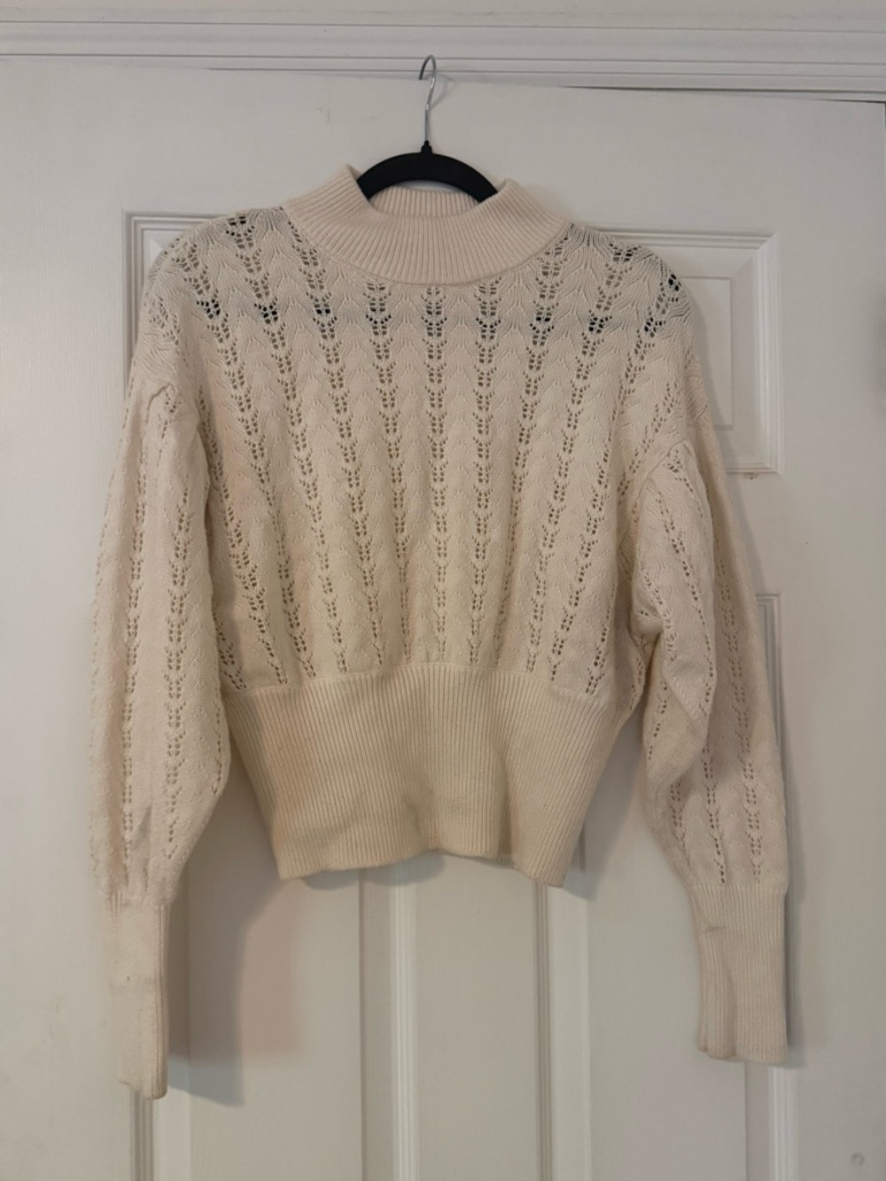 Wilfred Cream Open-Knit Mock Neck Sweater